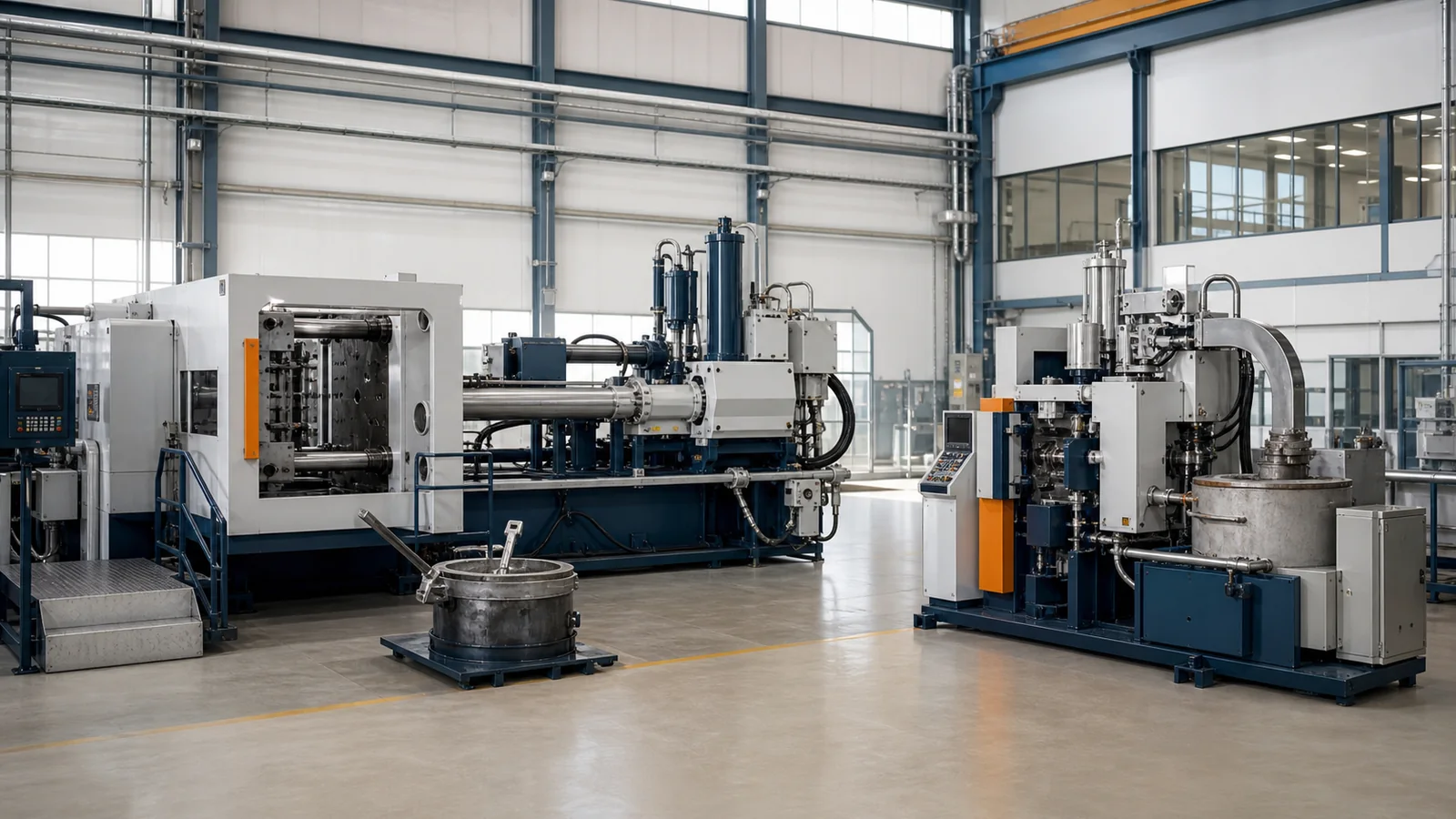 Cold chamber and hot chamber die casting machines compared in a factory