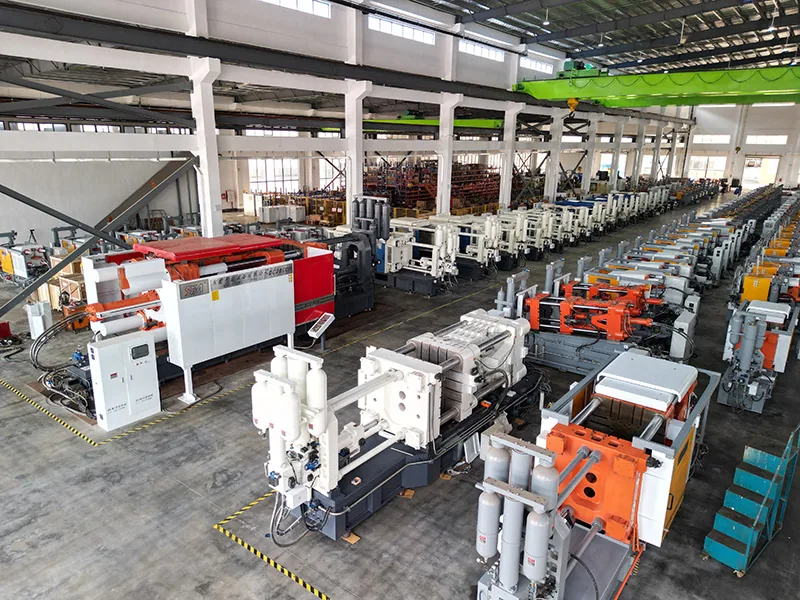 Die casting machines arranged in a factory workshop
