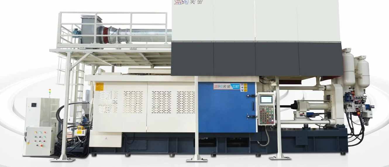 Representative large range cold chamber die casting machine for the DC880T size range