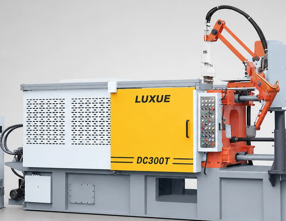 DC300T yellow clamping enclosure, control station, and orange automatic extraction interface without Chinese text