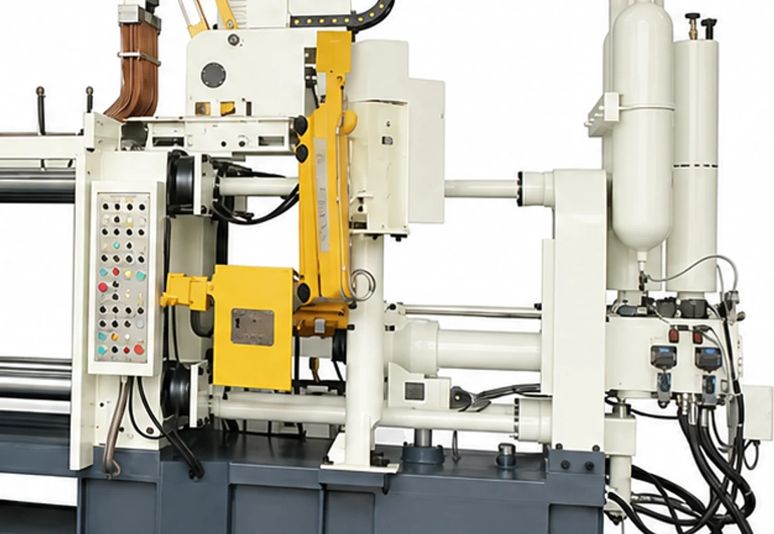DC550T injection cylinder, accumulator vessels, control station, gauges, and hydraulic service area