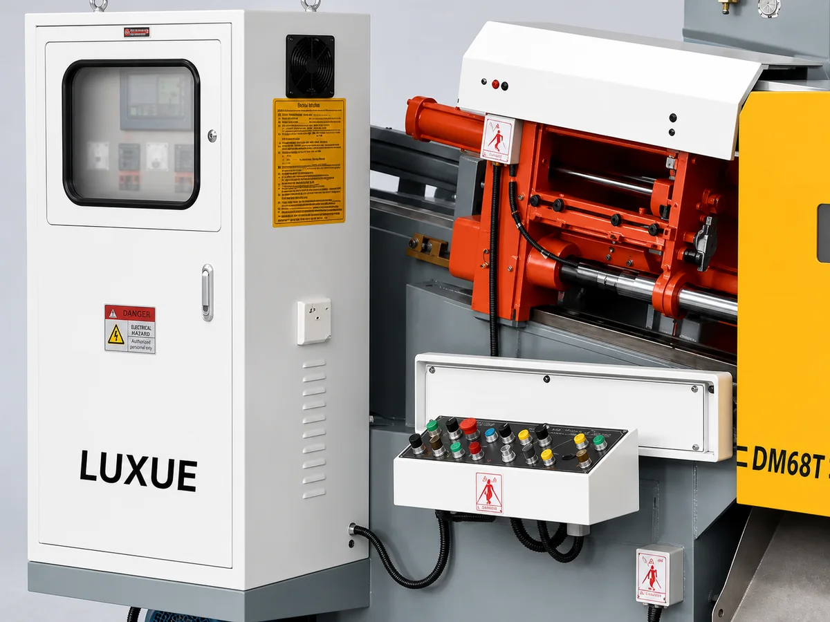 DM68T electrical cabinet and local push-button operator console reference close-up