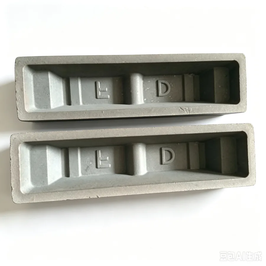 Cast metal ingot moulds or zinc troughs for foundry metal handling