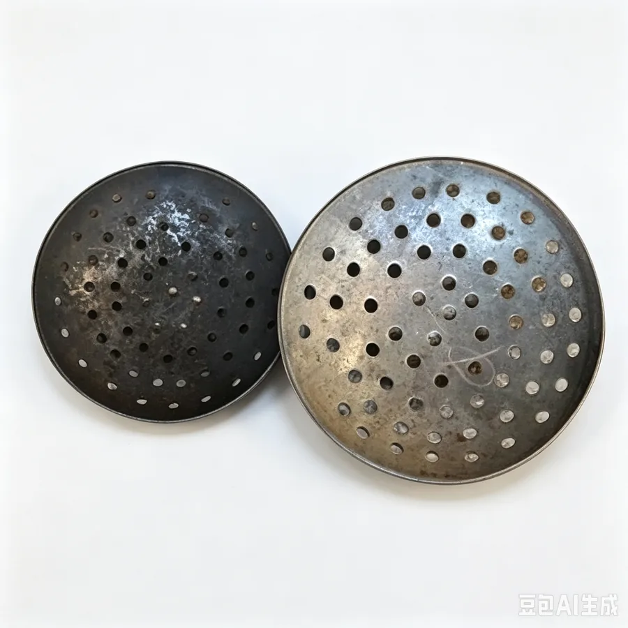 Round perforated dross skimming ladles for molten metal handling