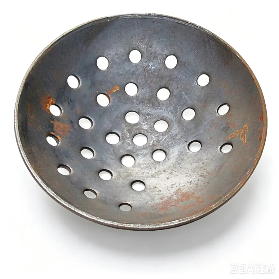 Perforated foundry ladle for molten alloy skimming and handling